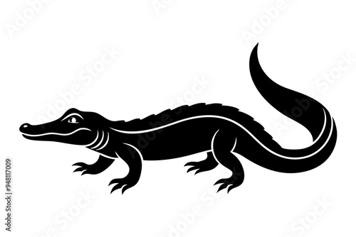 Silhouette of a Crocodile, Distinctive Features Vector Illustration, Sharp Design for Logos and Media