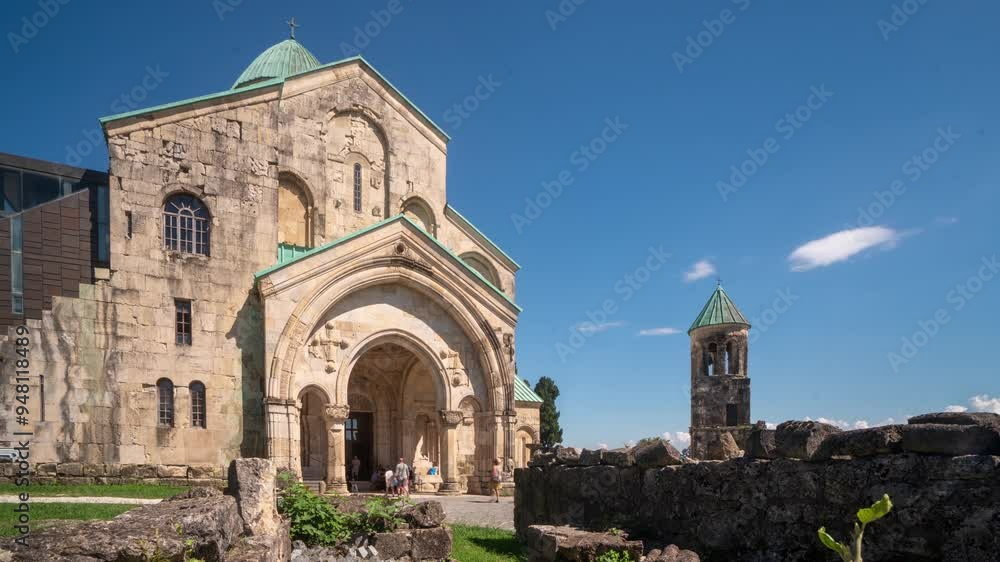 hyperlapse of Bagrati Cathedral in Kutaisi, from the northern entrance, Georgia hyperlapse of Bagrati Cathedral in Kutaisi, from the northern entrance, Georgia