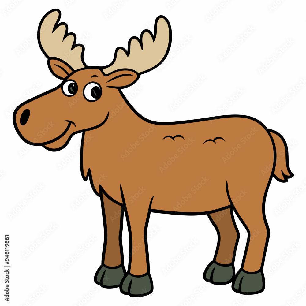 Childish Contour Moose Rounded Profile Vector Art Childish Contour Moose Rounded Profile Vector Art