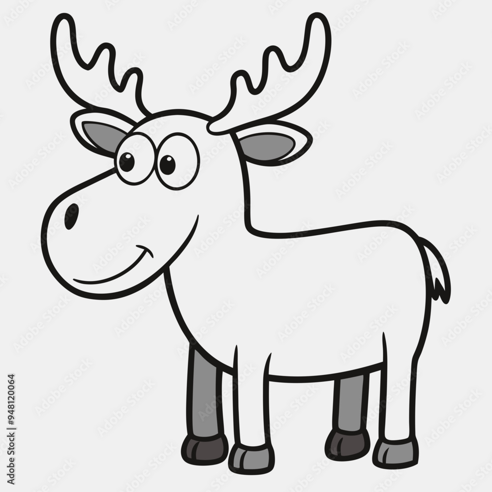 Childish Contour Moose Rounded Profile Vector Art Childish Contour Moose Rounded Profile Vector Art