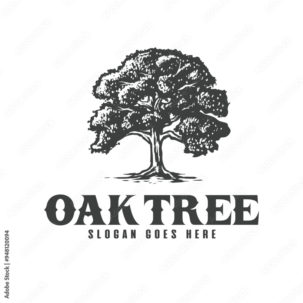 Fototapeta premium Oak tree vintage logo vector symbol illustration design 