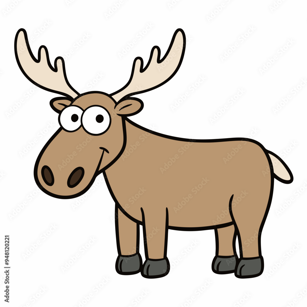 Childish Contour Moose Rounded Profile Vector Art Childish Contour Moose Rounded Profile Vector Art