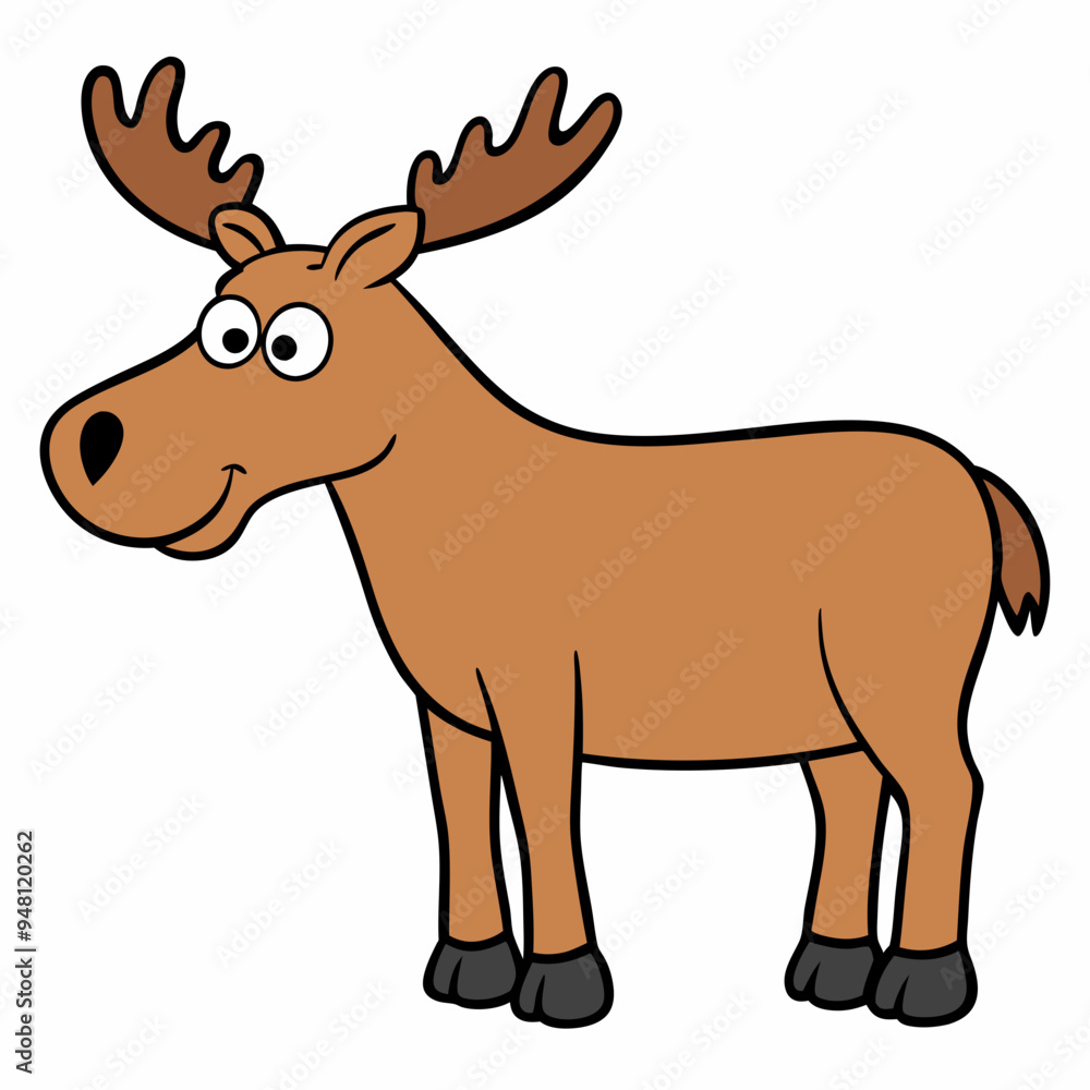 Childish Contour Moose Rounded Profile Vector Art Childish Contour Moose Rounded Profile Vector Art