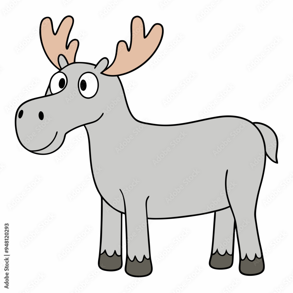 Childish Contour Moose Rounded Profile Vector Art Childish Contour Moose Rounded Profile Vector Art