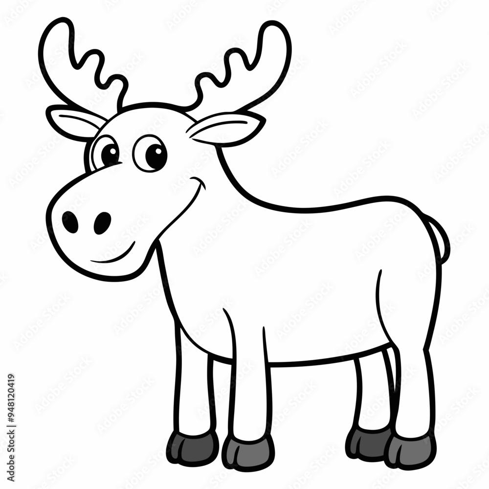Childish Contour Moose Rounded Profile Vector Art Childish Contour Moose Rounded Profile Vector Art