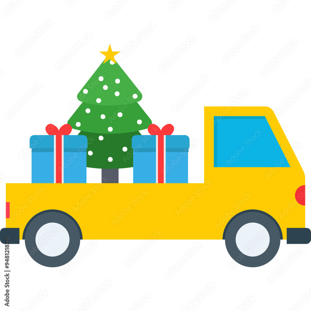 Christmas car vector icon in flat style Christmas car vector icon in flat style