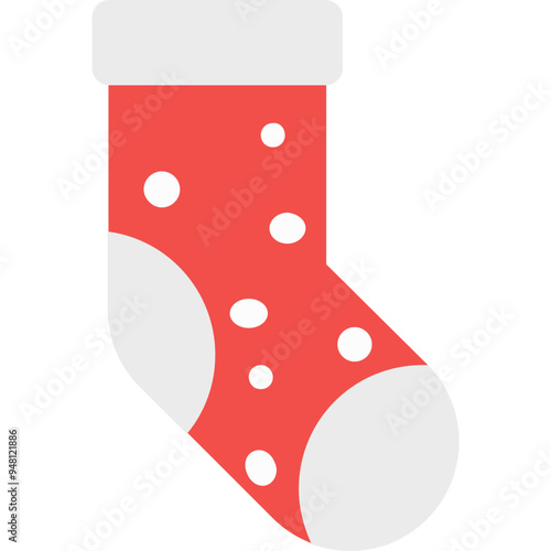 Christmas Stocking vector icon in flat style 