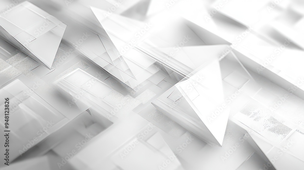 Fototapeta premium Abstract white geometric shapes creating a serene, minimalist composition.