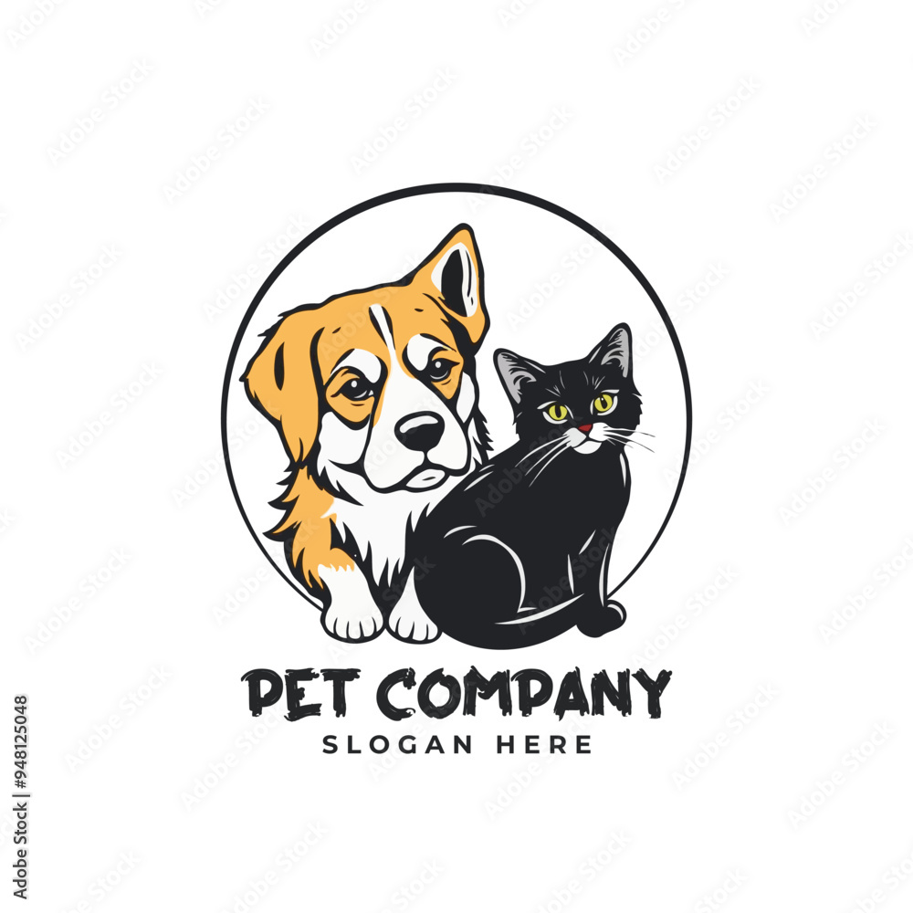 Vector Pet Shop Logo Design Template. Pet company logo. Dog and cat animal pet logo design inspiration Vector Pet Shop Logo Design Template. Pet company logo. Dog and cat animal pet logo design inspiration