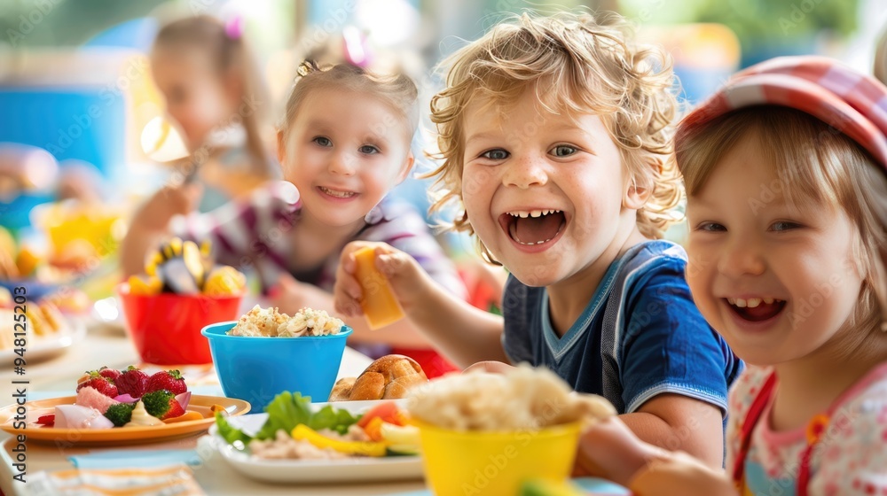 The children ate their food cheerfully, demonstrating their increasing independence and achievement. The children ate their food cheerfully, demonstrating their increasing independence and achievement.