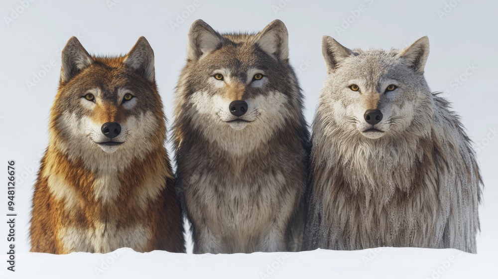 3D illustration of North American wildlife, showcasing animals such as wolves, eagles, and mountain lions, with realistic textures on a white background. 3D illustration of North American wildlife, showcasing animals such as wolves, eagles, and mountain lions, with realistic textures on a white background.