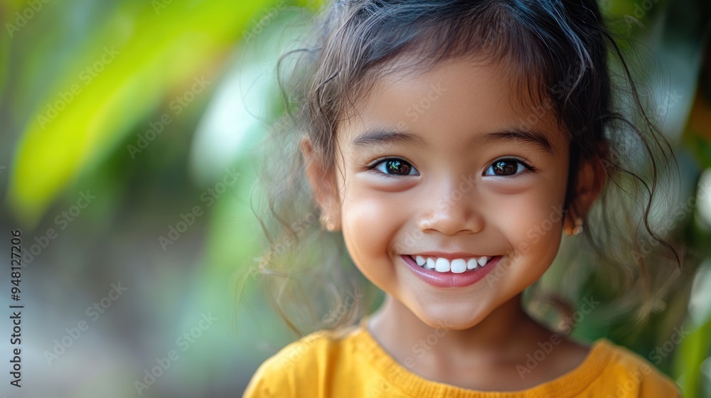 A heartwarming smile from a joyful child, spreading warmth and happiness to all. A heartwarming smile from a joyful child, spreading warmth and happiness to all.