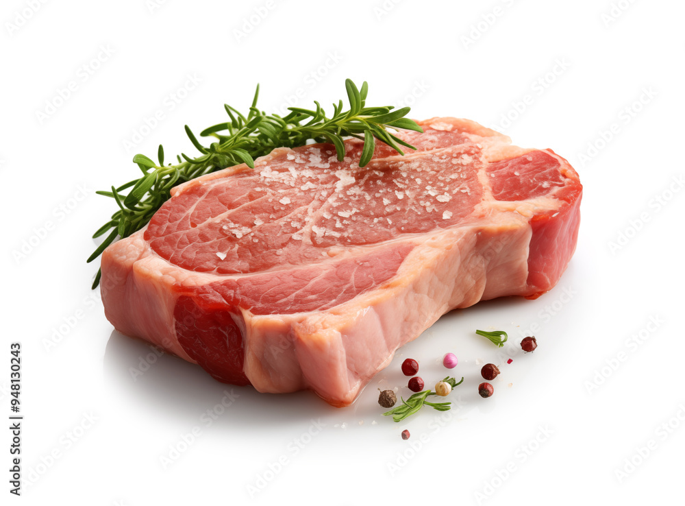 Raw pork shoulder butt steaks, isolated on white background. Raw pork shoulder butt steaks, isolated on white background.