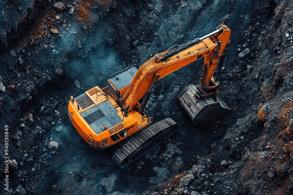 Excavator working at a construction site Excavator working at a construction site
