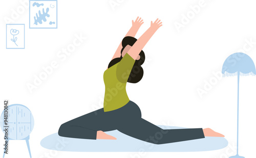 The girl is exercising at home.