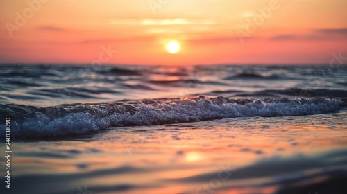 Golden Sunset Over Gentle Ocean Waves