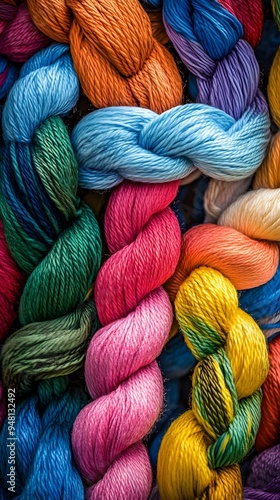 Close-up of colorful ropes interwoven in intricate patterns, symbolizing the strength and unity found within a diverse community