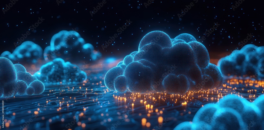 Abstract Digital Cloud Computing Illustration Abstract Digital Cloud Computing Illustration