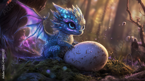 a little magical dragon that hatched from an egg