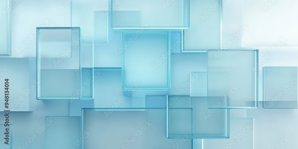 Obraz premium Rectangular elements made of transparent glass on a blue background
