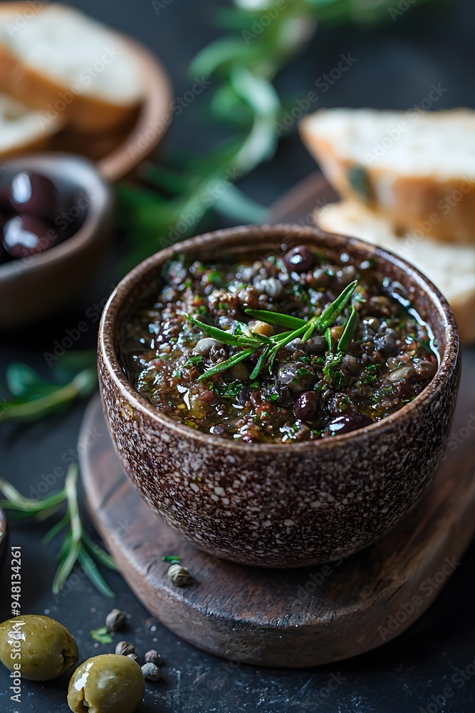 Tapenade - A spread or dip made from finely chopped olives, capers, and anchovies, popular in Provençal cuisine. Tapenade - A spread or dip made from finely chopped olives, capers, and anchovies, popular in Provençal cuisine.