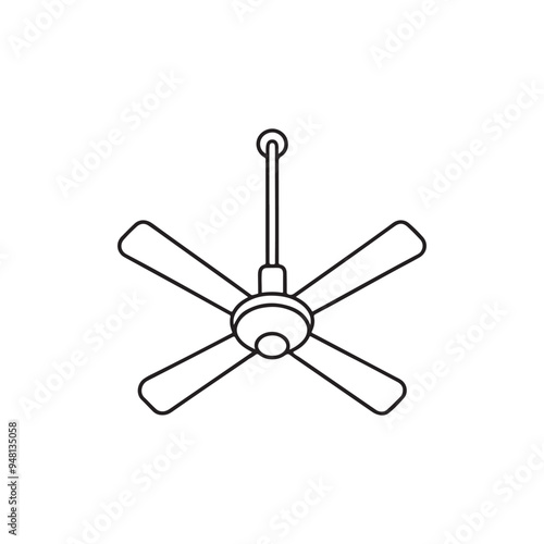Ceiling fan outline icon, ceiling fan logo background. black ceiling fan vector icon for web design isolated on white background.