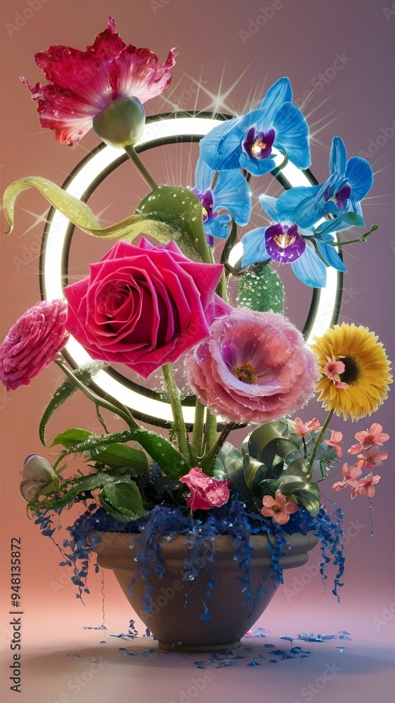 Obraz premium 3D multi-flower pot arrangement