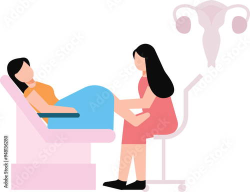 A pregnant woman is visiting a gynecologist for a check-up.