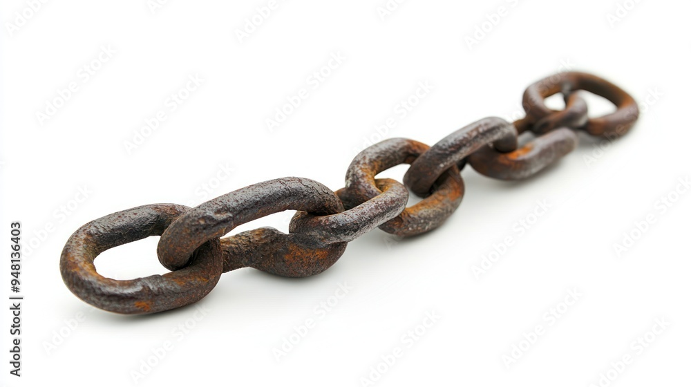 Close-up of a Rusted Metal Chain on a White Background Close-up of a Rusted Metal Chain on a White Background
