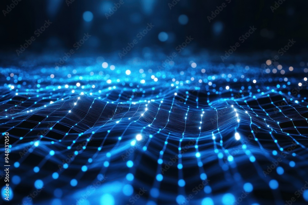 Abstract Digital Network with Glowing Blue Lights Abstract Digital Network with Glowing Blue Lights