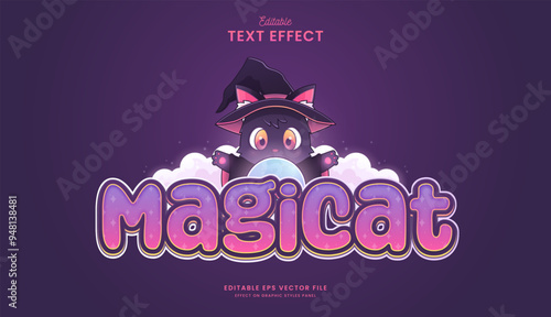 decorative spooky magic cat editable text effect design