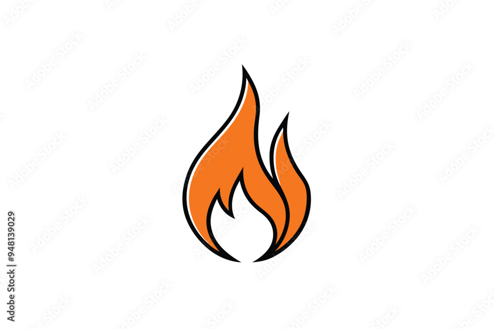 A simple orange flame icon, flat design, no background A simple orange flame icon, flat design, no background