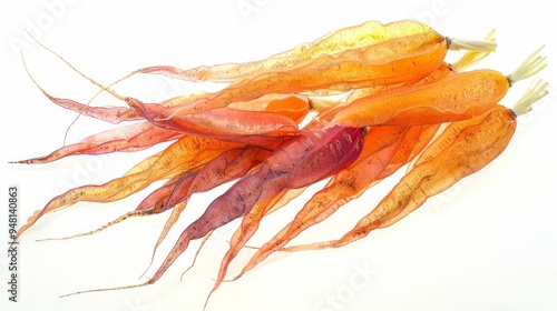 Wallpaper Mural Carrots in a fan-like arrangement with clear details and white background Torontodigital.ca