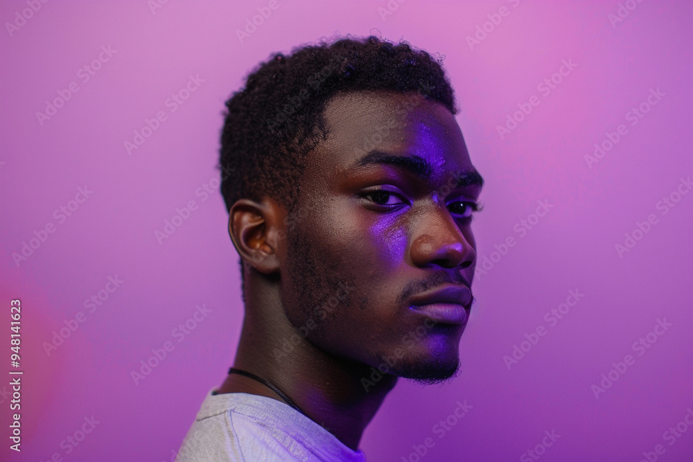 Obraz premium Man with Purple Lighting