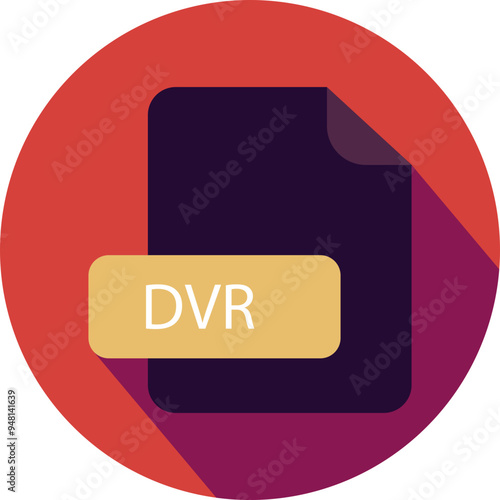 DVR File extension icon with black shadow circular icon