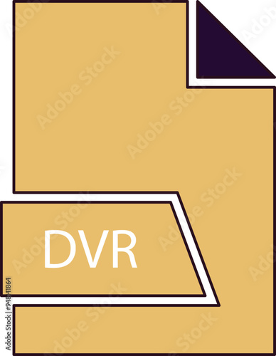 DVR File format icon in shapes 2 colors and side contour