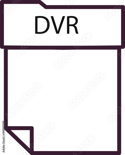 DVR File format minimal icon with thick outline