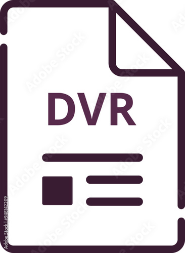 DVR File icon minimal outline with symbols
