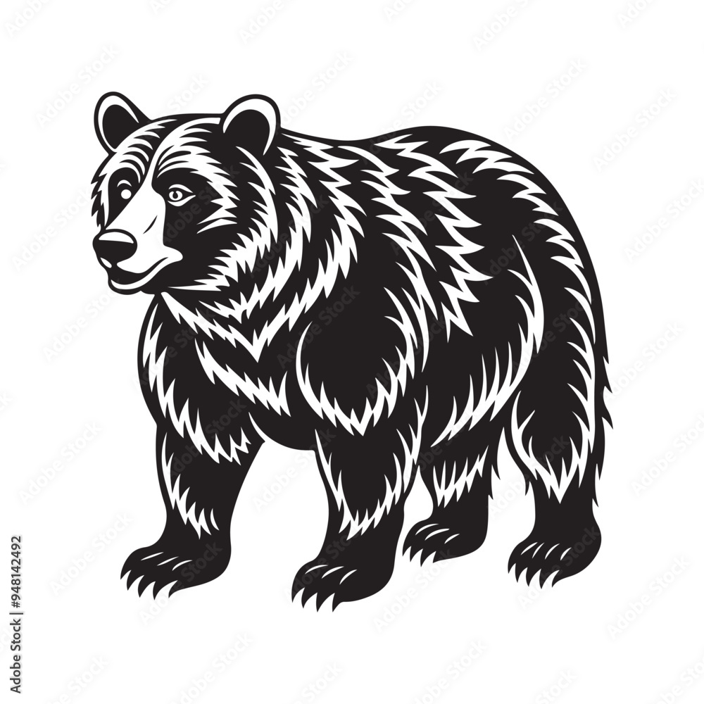 Obraz premium Simple Bear Silhouette Vector Art Illustration Download.