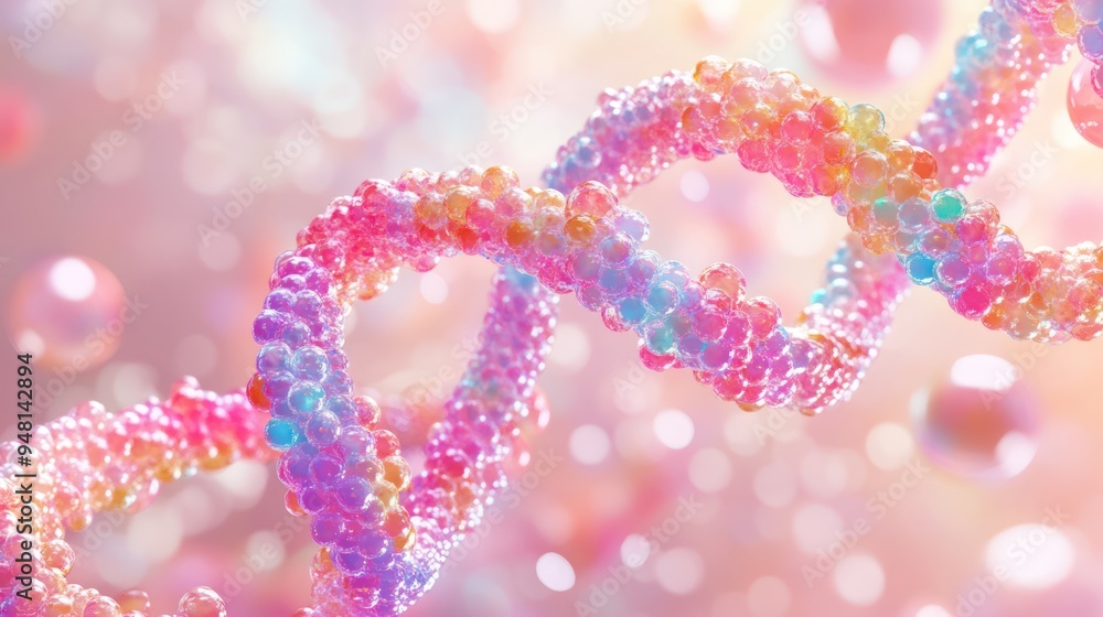 A vibrant and colorful abstract representation of DNA strands, showcasing a blend of pink, blue, and orange hues against a soft, dreamy background. A vibrant and colorful abstract representation of DNA strands, showcasing a blend of pink, blue, and orange hues against a soft, dreamy background.