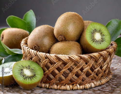 Kiwis in einem Korb photo