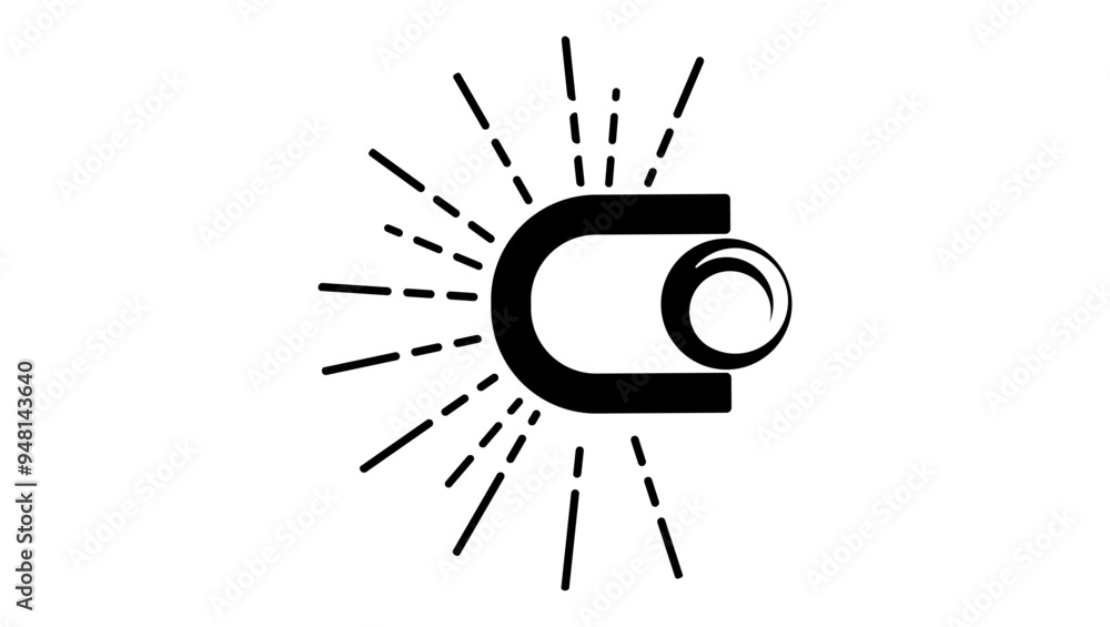 Fototapeta premium magnetic storm, black isolated silhouette 