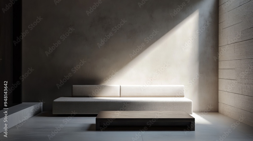 Fototapeta premium Minimalist Interior Design with Sunbeams