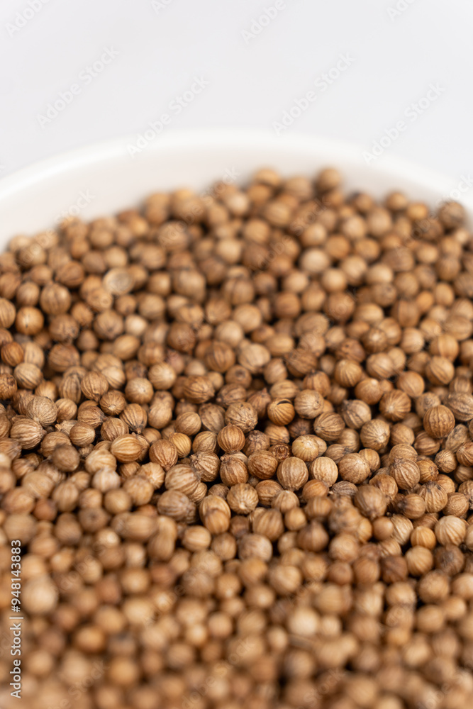 Coriander grains in a plate Coriander grains in a plate