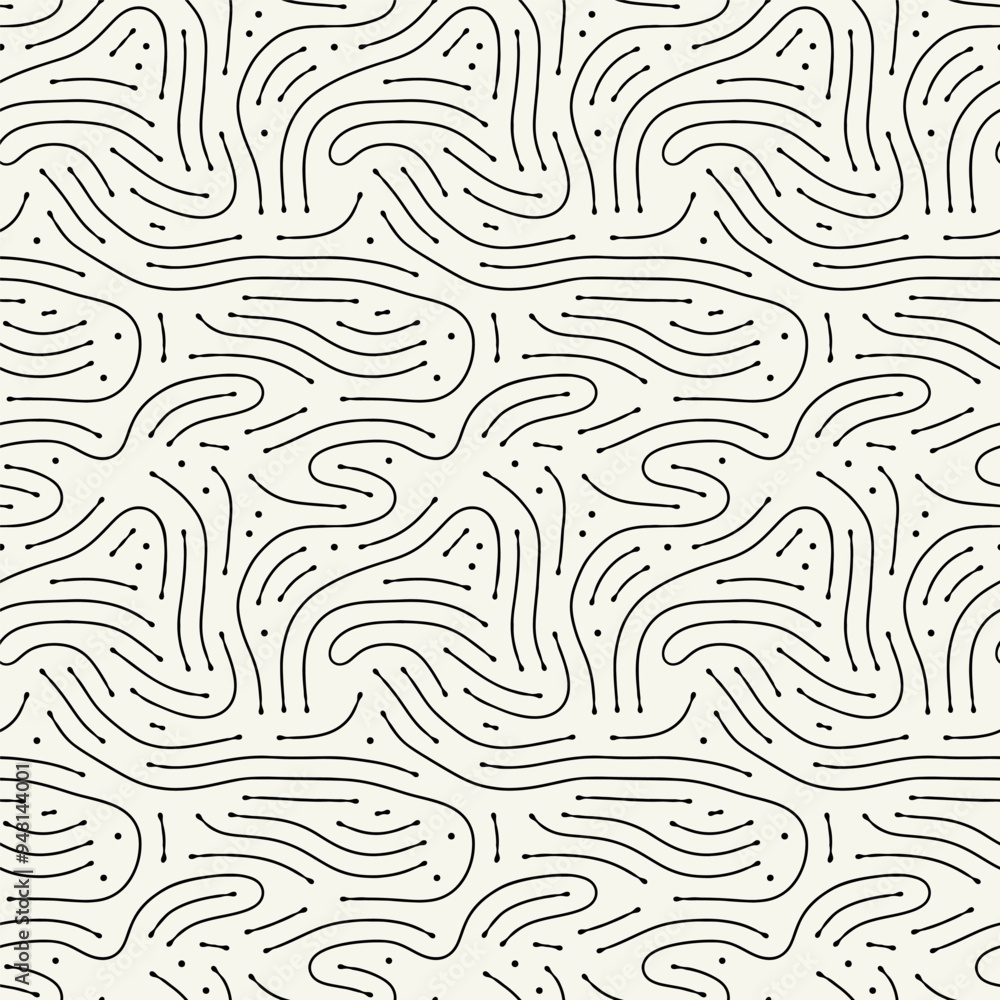 Obraz premium Vector seamless pattern. Modern stylish texture with smooth natural maze. Repeating abstract tileable background. Compound organic shapes. Trendy surface design.