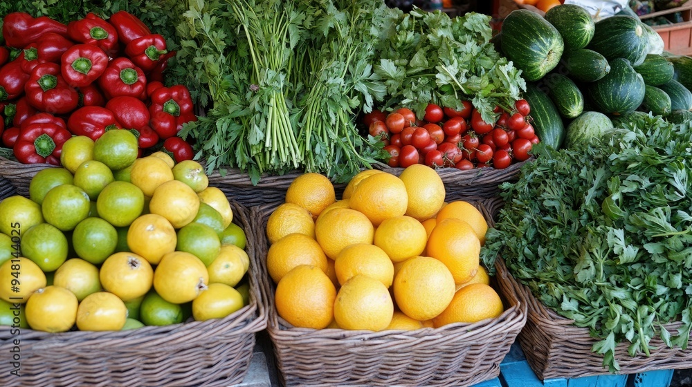 A variety of fresh vegetables and fruits displayed in a market basket, highlighting the abundance and diversity of plant-based nutrition. A variety of fresh vegetables and fruits displayed in a market basket, highlighting the abundance and diversity of plant-based nutrition.