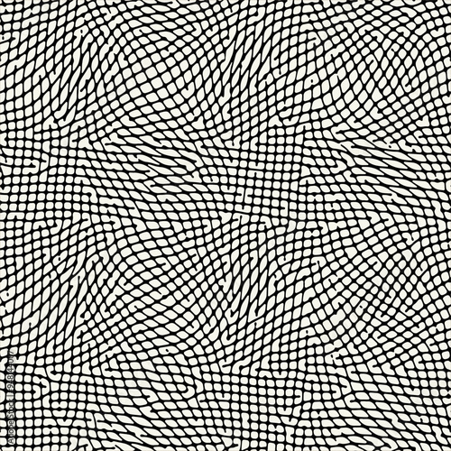 Seamless geometric pattern. Stylish monochrome grid. Smooth natural print. Vector repeating texture.