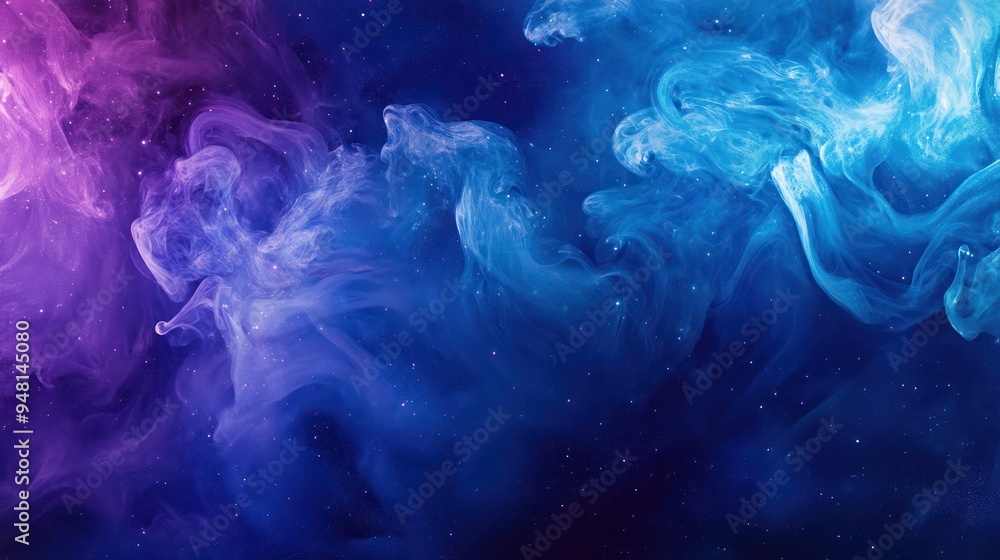 Fototapeta premium A mesmerizing cosmic scene featuring swirling clouds of purple and blue gases, evoking a sense of wonder and mystery.