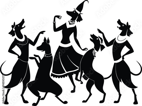 Georgian Dancing Outline Silhouette Graphics Collection