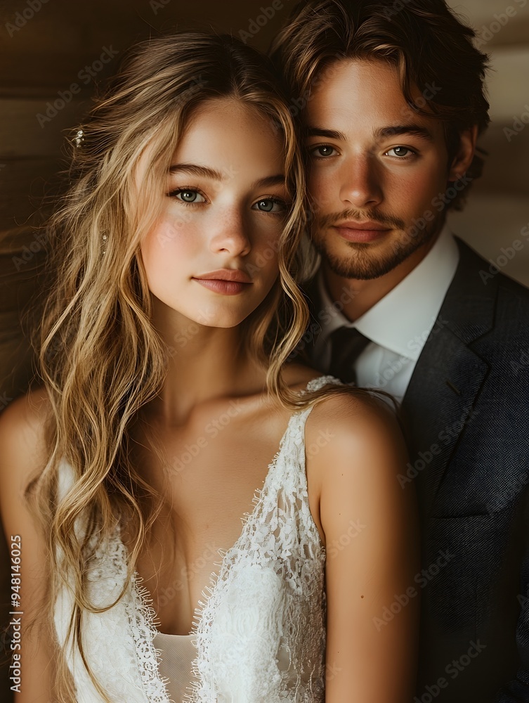 Elegant Couple in Timeless Wedding Portrait, Capturing Love and Sophistication Elegant Couple in Timeless Wedding Portrait, Capturing Love and Sophistication